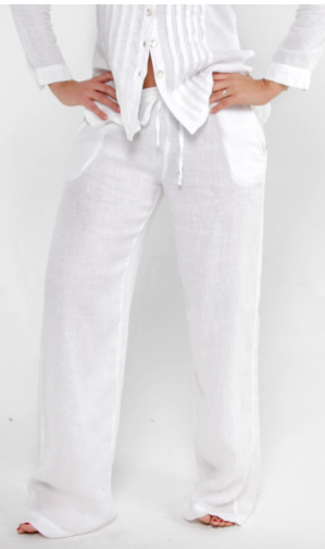 Claudio Milano 100% Linen Pant with Drawstring Tie