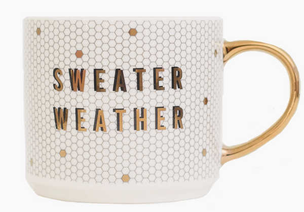 Sweater Weather - Gold, White Tile Coffee Mug
