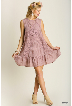 Umgee USA - Sleeveless Dress with Embroidery